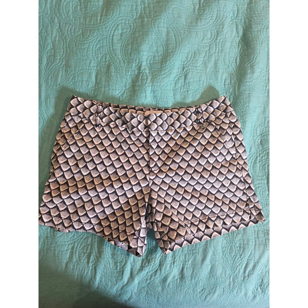 Caslon‎ Black White Geometric Scallop Print Shorts Cotton Stretch Size 12